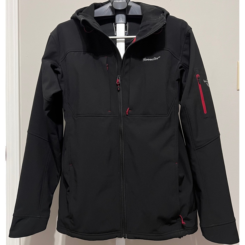 NWOT Moosejaw Mountaineering Hooded Softshell Jacket Black Regular Fit Men's M